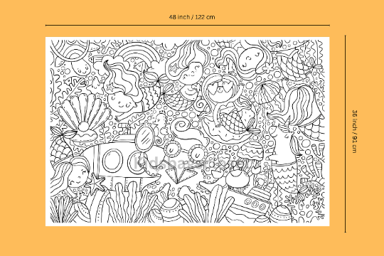 GIANT MERMAID COLORING PAGE